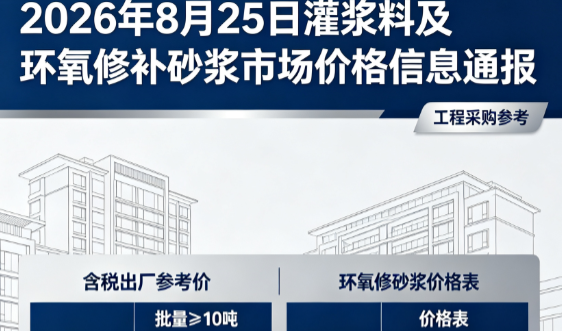 加茂镇2026年8月25日灌浆料及环氧修补砂浆市场价格信息通报